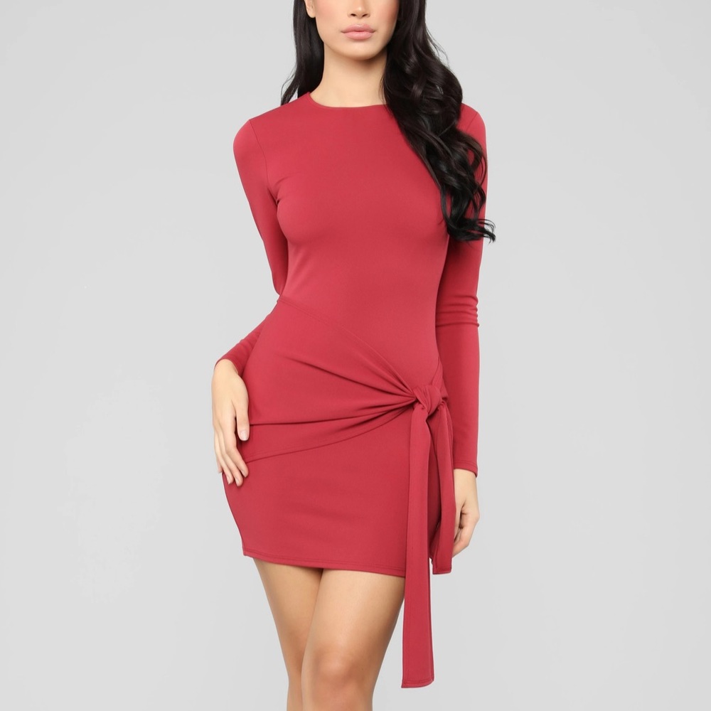 Marsala Tie Front Mini Dress